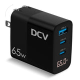 65W Usb C Charger, Gan 3-Port Fast Charging Block With Led Digital Display, Pd/Pps/Qc 3.0 Foldable Wall Charger For Laptops, Macbook, Iphone 15/14/13, Ipad Pro, Galaxy S23/S22, Note 20/10 (Black)