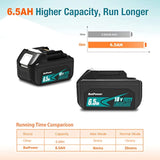 2 Pack Bl1860B 6.5Ah 18 Volt Lithium Ion Battery For Makita 18V Battery 6.0Ah 5.0Ah 4.0Ah 3.0Ah 2.0Ah Bl1850B Bl1840B Bl1830B Bl1820B Compatible With Makita 18V Lxt Battery