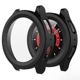 2-Pack Hard Pc Case With Screen Protector For Samsung Galaxy Watch 5 Pro 45Mm, Ultra-Thin Scratch Resistant Cover With Tempered Glass For Galaxy Watch5 Pro, Black