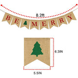 Be Merry Christmas Tree Garland | Holiday Bunting | Indoor/Outdoor Natural Burlap Banner
