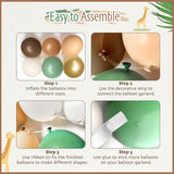 152pcs-Piece Sage Green and Brown Balloon Garland Kit with Palm and Ivy Leaves for Jungle Safari Parties