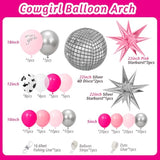128pcs Disco Cowgirl Balloon Arch Kit, Hot Pink Silver Cow Print Party Decor