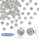 60PCS 8mm Antique Silver Spacer Beads for DIY Bracelets & Jewelry Making