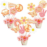 30Pcs Groovy Retro Hippie Boho Table Centerpieces for 60s Party Decorations