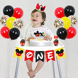 58-Pc 1st Mouse Birthday Party Set Banner, Tablecloth, Balloons & Cupcake Toppers