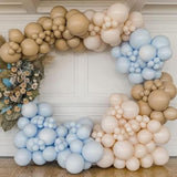 Neutral Brown & Blue Balloon Garland Arch Kit for Baby Shower, Birthday, or Gender Reveal