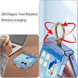Designed For Samsung Galaxy Z Flip 7 Case With Ring Holder & Hinge Protection & Screen Protector,Ultra Slim Crystal Plating Protective Cover For Z Flip 7 (Clear Blue)