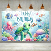 Turtle Birthday Decorations 71x43 Undersea Banner Kids Party Backdrop