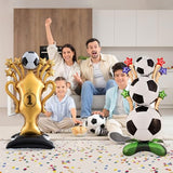 2 Piece 62 Inch Self Standing Soccer Balloons Champion Trophy Balloons, Giant Soccer Trophy Mylar Balloon, for Soccer Event Birthday, Game Day, Sports Competition Theme Decorations