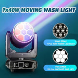 300W Moving Head Dj Light 7X40W Led Stage Lights Rgbw Beam & Wash & Halo Dmx512 Sound Activated For Parties Club Disco Events Wedding Church Opera