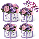 Purple Butterfly Floral Baby Shower Boxes 4 Centerpiece Boxes for Gender Reveal Birthday