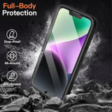 JETech Case for iPhone 14 6.1-Inch with Built-in Tempered Glass Screen Protector, Camera Full Cover All-Around Protection, Shockproof Bumper Phone Cover Clear Back, HD Film (Black)