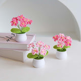Knitting Crochet Flowers Potted Plants, Fake Forget Me Not Flowers For Friends, Family And Lover, Artificial Handmade Flowers For Valentines Birthday Wedding Gift And Home Decor (Gpink)