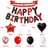 Red And Black Birthday Decorations For Boys,Black Red Star Heart Foil Balloons Black Red Happy Birthday Banner Happy Birthday Decorations For Men Women
