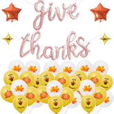 Thanksgiving Balloon Set: Rose Gold Script, Pumpkin & Turkey Decor (45 Pcs)