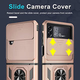 Samsung Galaxy Z Flip 4 Case Built in Slide Camera Lens Cover+Hinge Protection