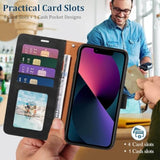iPhone 13 Wallet Case with RFID Blocking, 4 Card Slots, Black