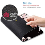 Cute Pink Flowers Mouse Pad, Cherry Blossom Mouse Pad, Serene Blossoms On Black Elegant Floral Mousepad, Japanese Minimalistic Mice Pad For Computer Office Girl, 9.5 X 7.9 Inch