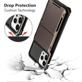 For Iphone 14 Pro Max Case Wallet Cover 4-Card Credit Card Holder Id Slot Scratch Resistant Dual Layer Hybrid Protective Hard Shell Rugged Tpu Bumper Armor Case 6.7 Inch Gun
