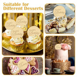 20Pcs Gold Mirror Acrylic Cupcake Toppers Acrylic Engraved Cake Picks Cupcake Disc Happy Birthday Cake Decoration Circle Round Shape Diy Party Supplies