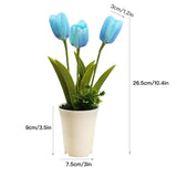 3 Pack Artificial Potted Flowers Small Faux Plants In White Pot Mini Artificial Tulips Potted Flower For Bathroom Home Office Desk Table Shelf Decoration Indoor