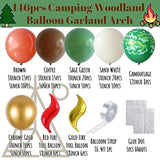 146pcs One Happy Camper Balloon Arch Kit with Campfire Balloon for Party Decor