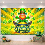 St. Patrick'S Day Banner Happy St. Patrick'S Day Decorations Leprechaun Shamrock Gold Coin For Irish Holiday Party Wall Decor Holiday Photo Background Indoor Outdoor 71X43 Inch