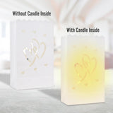 20 Pcs White Heart Luminary Bags Outdoor, Reusable Flame Resistant Paper Special Lantern Bag With Cotton Material For Wedding Valentine Engagement Marriage Proposal Decorations