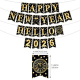 New Year 2026 Banner Hanging Swirls Honeycomb Party Decor