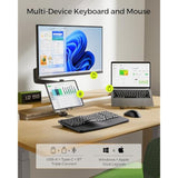 seenda Wireless Ergonomic Keyboard and Mouse, COE310 USB+Type-C+Bluetooth Multi-Device Rechargeable, Wave Keyborad, Quiet Light Mouse Compatible for Windows/macOS/PC/Laptop/MacBook/iPad - Black