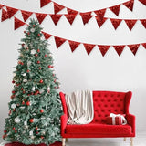 Red Decorations Double Sided Red Sequin Fabric Triangle Pennant Banner
