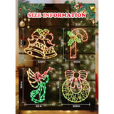 Christmas Window Silhouette Lights Decorations - Pack Of 4 Sign Colour Lighted Wreath, Candy Cane, Bell, And Angel For H