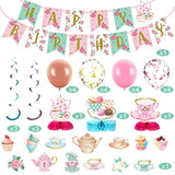 27 Pieces Tea Party Decorations Girls Tea Party Supplies With Floral T