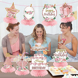 Floral Happy Birthday Decorations Honeycomb Centerpieces for Women Girls