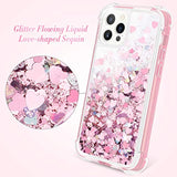 For Iphone 12 Pro Max Case Glitter For Women Girls Full Body Bling Liquid Sparkle Fashion Flowing Quicksand Bumper Clear Protective Case For Iphone 12 Pro Max (6.7 Inches, 2020) (Rose Gold)
