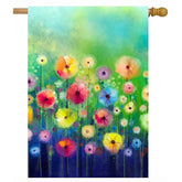 Watercolor Abstract Spring Summer Seasonal Green Floral Flowers Art House Flag 28" X 40" Double Sided Polyester Welcome Large Yard Garden Flag Banners For Patio Lawn Home Outdoor Decor