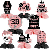 8Pcs Rip To My 20S Honeycomb Centerpieces, Rose Gold Death Of My Youth