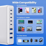 Usb C Charger 300W Usb C Charger Block 8-Ports Gan Iv Fast Charging Station,Pd 100W Laptop Charging Hub Wall Charge Adapter Compatible With Macbook/Air,Dell,Steam Desk,Iphone 16/15/14,Galaxy