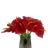 20Pcs Artificial Anthurium Flowers Real Touch Fake Flower For Home Decor Floral Arrangements Bouquets (Red)