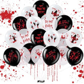 54PCS Halloween Bloody Balloon Set Black White Red Blood Splatter Handprint Balloons for Party