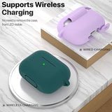 For Airpods Pro 1St/2Nd Generation Case Cover, Protective Silicone Skin Accessories With Keychain For Women Men For Apple Airpods Pro 2019/2022 Charging Case,Front Led Visible-Midnight Green