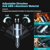 Retractable Car Charger,68W Super Fast Usb Car Phone Charger,Dual Typec Retractable Cables (31.5 Inch) And 2 Usb Ports Car Charger Adapter For Samsung Galaxy S23+/S23/ S22 Iphone 15/14,Ipad
