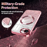 For Iphone 16E Case 2025,Compatible With Magsafe,Clear Magnetic Glitter Sparkle Luxury Plated Soft Tpu Bumper Full Camera Lens Protector For Iphone 16E,All Rose Gold