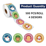 Merry Christmas Round Stickers Rolls Cute Santa Elk Gingerbread Man Snowman Stickers Christmas Party Favors Adhesive Stickers Winter Holiday Party Supplies For Kids Adults?500 Per Roll?