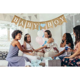 Baby Boy Burlap Banner For Baby Shower Decorations And Gender Reveal Party (Light Blue Heart)