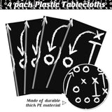 4 Pack Football Tablecloths, Football Themed Tablecloths Party Favor Supplies, Disposable Plastic Rectangle Table Covers For Sports Birthday Party Decoration, 108 X 54 Inch(Black)