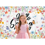 Hello Spring Banner Backdrop 6x4FT Spring Wildflower White Wooden Photography Background Easter Party Decorations Supplies Photo Props