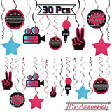 Tic Tok Music Party Decoration Kit - 30 Pcs Foil Ceiling Hanging Swirls Streamers Perfect For Music Happy Birthday Party Gift Decorations Sign.