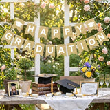 Happy Graduation Banner Gold Glitter Graduation Sign Banner Garland Party Decorations Wall Hanging Decor for Home Grad Party College Senior High School Prom