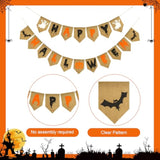 Halloween Burlap Banner: Ghost, Bat & "BOO" - Prestrung Party Decor